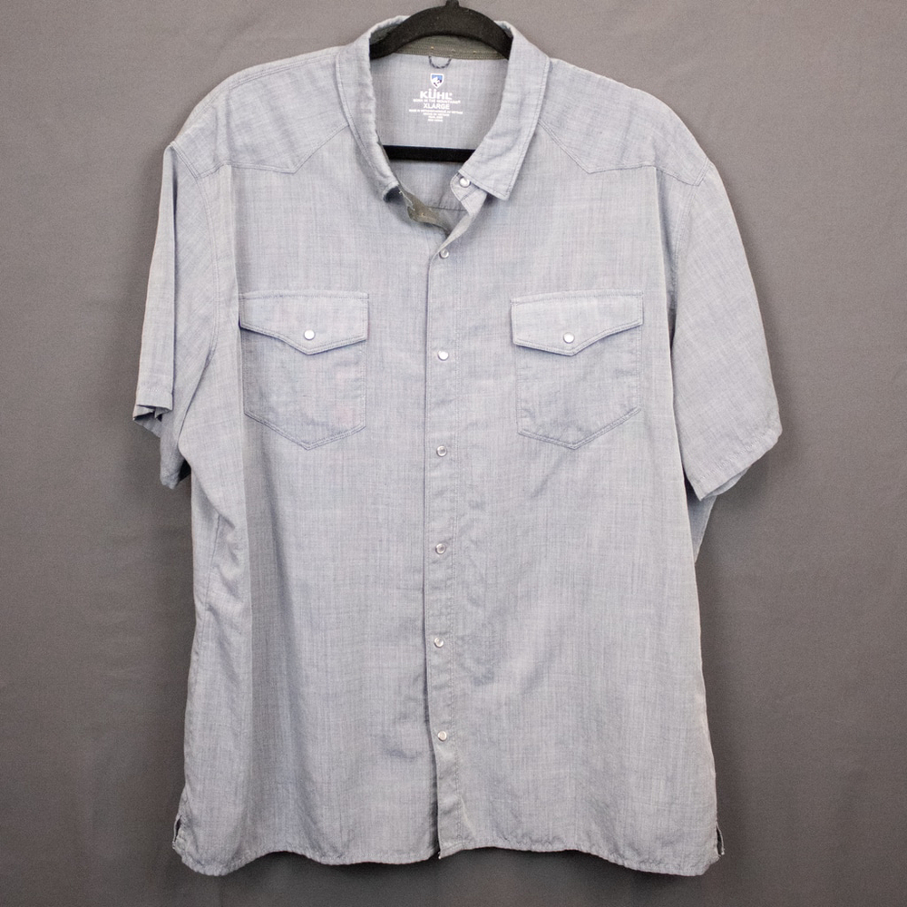 Kuhl Kaptivatr blue wool blend snap button down shirt-XL